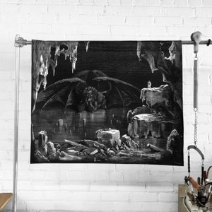 the divine comedy illustration // dante's inferno - Lucifer - large canvas printed banner // wall hanging - Gustave Doré, 1892