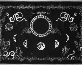 OVERSTOCK DISCOUNT - 23" x 36" altar cloth // ritual cloth // spirit cloth - velveteen  - moon phases