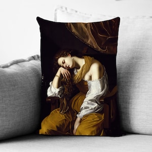 María Magdalena melancólica - Funda de almohada de terciopelo de 35,5 x 50,8 cm, pintura barroca de Artemisia Gentileschi