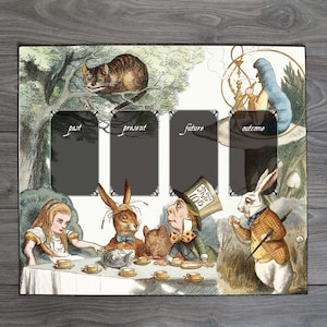 OVERSTOCK PRICE - 20” x 23&quot; spread - tarot cloth // reading cloth - velveteen  - Alice in wonderland, lewis carroll,  tenniel illustration