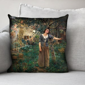 OVERSTOCK DISCOUNT joan of arc // Jeanne D'Arc - 18" velveteen pillow case - Jules Bastien-Lepage, 1879