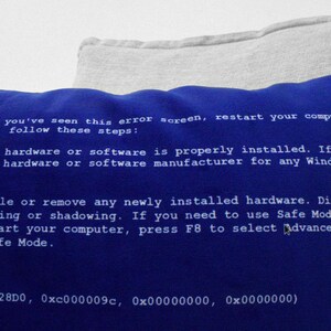 blue screen of death 14 x 20 velveteen pillow case windows computer error screen , geek decor image 3