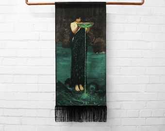 circe invidiosa - medium canvas printed banner // wall hanging with fringe - circe poisoning the sea, john william waterhouse, 1892