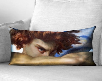 fallen angel // Lucifer - detail - 12" x 24" velveteen lumbar pillow case - Alexandre Cabanel, 1847