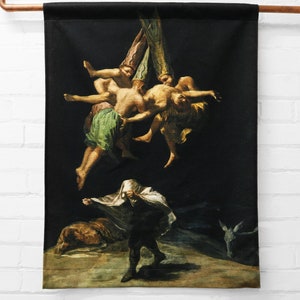 witches sabbath // witches flight - large canvas printed banner // wall hanging -francisco goya, 1798