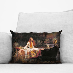 the lady of shalott- 14" x 20" velveteen pillow case - john william waterhouse, 1888