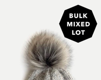 MIXED BULK ORDER 10 | Extra Large Faux Fur Pom with Detachable Snap for Knit Crochet Hat | 6 - 7”