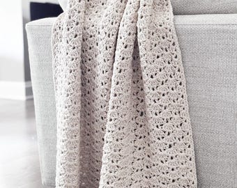 Crochet Pattern | Shell Lace Stitch Blanket Throw | THE MERLETTO
