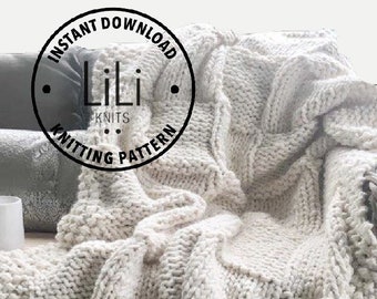 Knitting Pattern | LiLiKnits Chunky Knit Basketweave Blanket Throw Afghan Pattern | THE PIAZZA | Instant Download