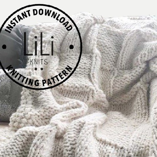 Easy Chunky Knit Blanket Pattern Small Knit Throw Knitting Etsy