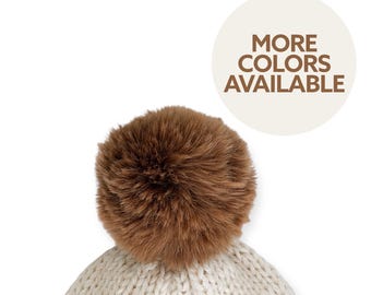 Faux Rabbit Fur Pom | 5" Detachable Snap for Beanies + Hats