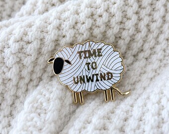 Knit + Crochet Enameled Pin | SHEEP PIN | Time To Unwind