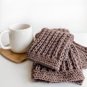 Knitting Pattern |  Knit Ribbed Kitchen, Bath Cloth +  Towel Set  | THE CATENA