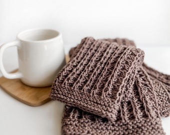 Knitting Pattern |  Knit Ribbed Kitchen, Bath Cloth +  Towel Set  | THE CATENA