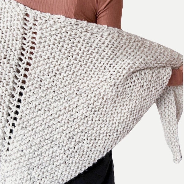 Knitting Pattern | Triangle Eyelet Shawl Wrap Scarf | THE STOLA