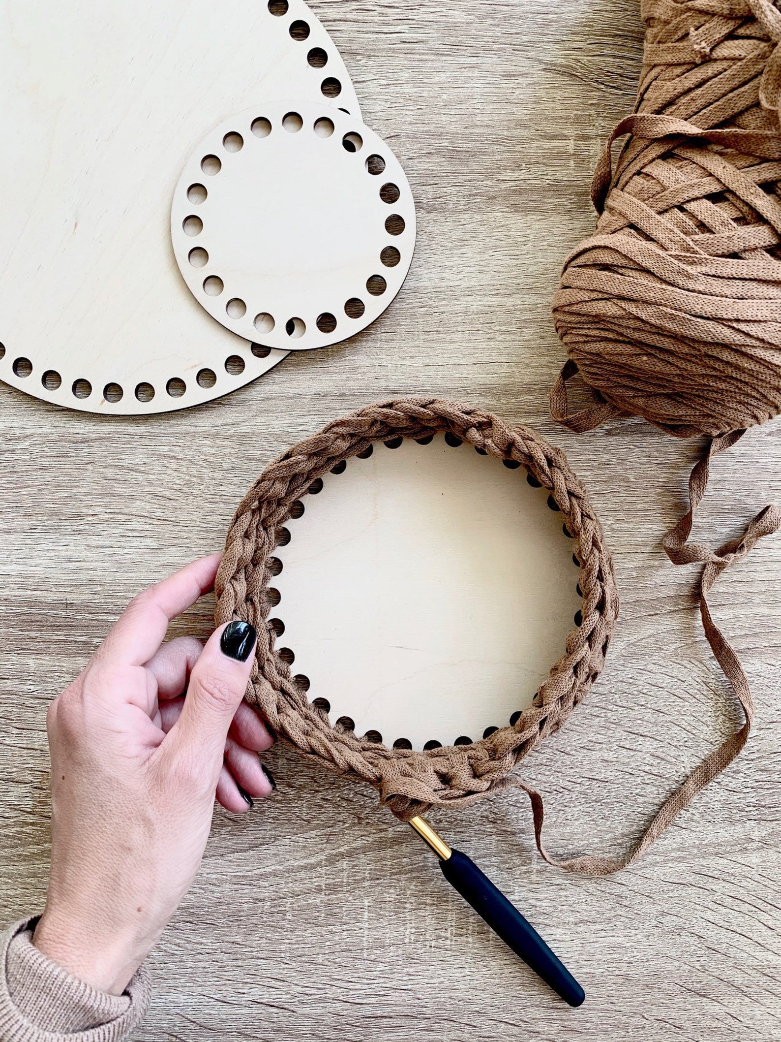 DIY Wood Base Crochet Basket Kit THE LEGNO Etsy