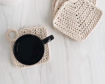 Crochet Coaster Pattern: Tazza Herringbone Stitch (PDF Pattern)