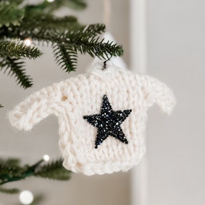 Mini Knit Sweater Ornament with sequin Star SWEATER ORNAMENT image 1