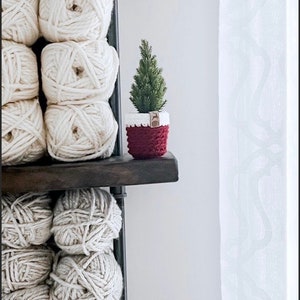 Faux MINI PINE TREE plant with crochet planter sleeve (X-Small)