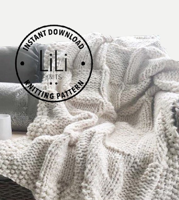 Knitting Pattern Liliknits Chunky Knit Basketweave Blanket Throw Afghan Pattern The Piazza Instant Download