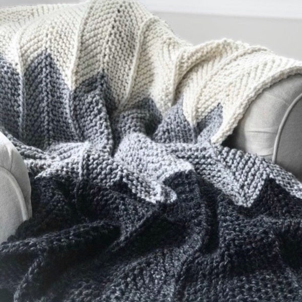 Knitting Pattern |  Ombre Chevron Blanket Throw Afghan  | THE GALLONE