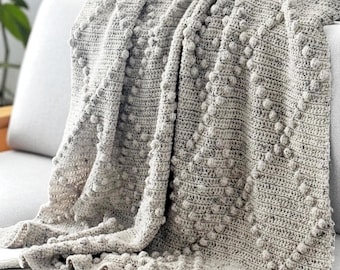 Crochet Pattern | Diamond Bobble Motif Blanket | THE DIAMANTE THROW