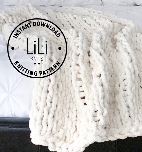 Knitting Pattern Liliknits Jumbo Knit Throw Blanket Pattern Etsy