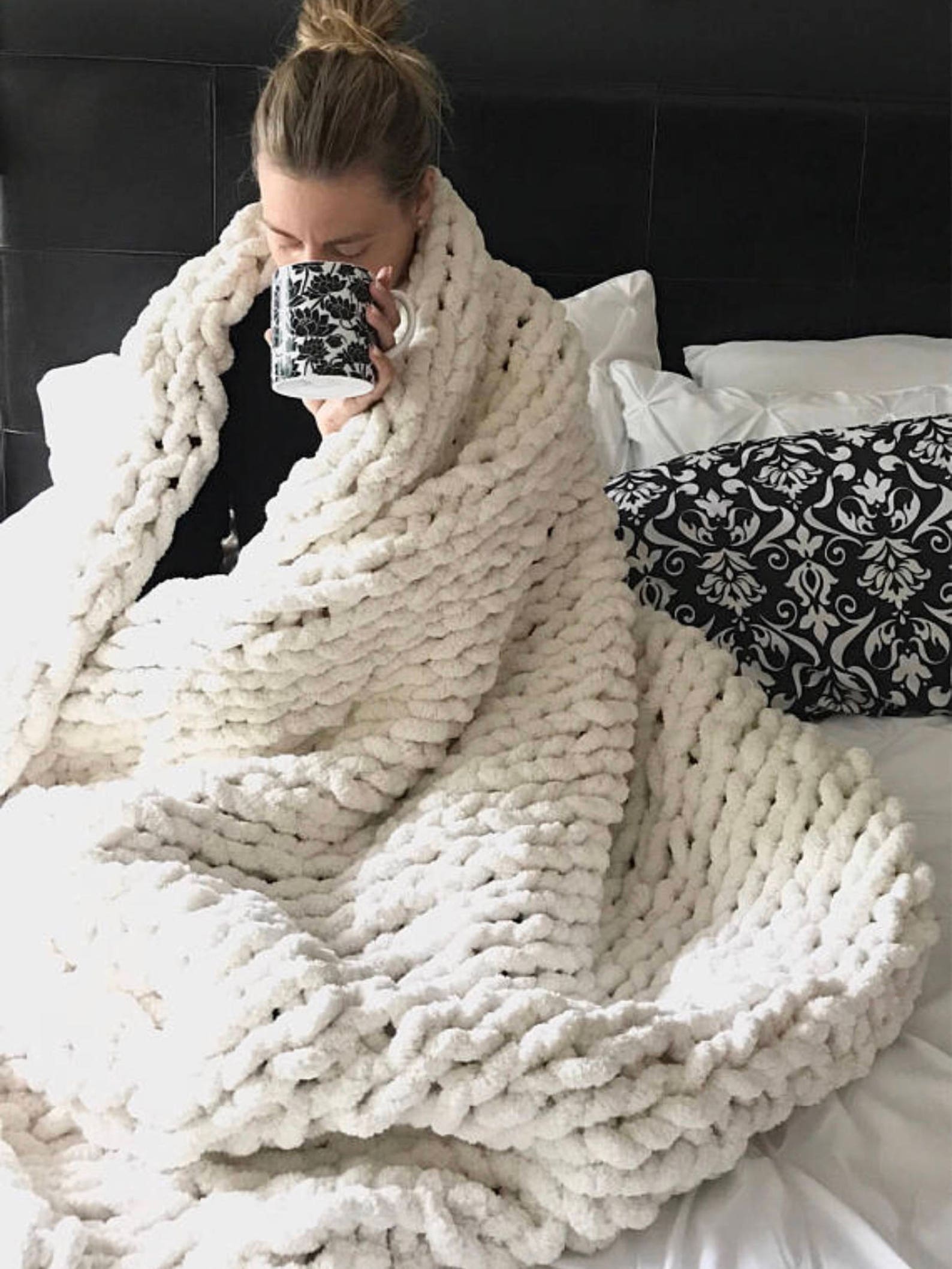 Knitting Pattern Liliknits Jumbo Knit Throw Blanket Pattern Etsy