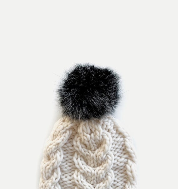 Furry Detachable Pom-Pom Cap Winter Hat With Detachable Real Fox Fur Pom Pom -SKU  main image 4