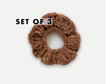 SET OF 3 | XL Crochet Velvet Hair Elastic Scrunchies