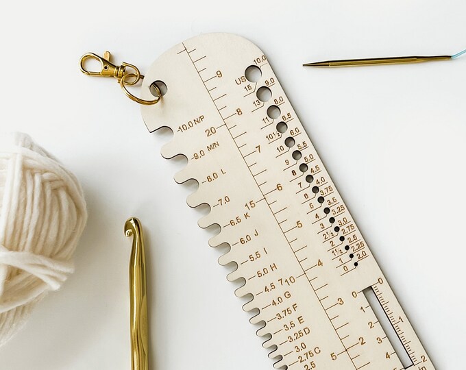 Crochet Ruler Case Wood Sock Ruler + Blocker + Knit/crochet Needle Sizer - Etsy