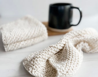 Hand Knit 100% Cotton Dish Cloth Hand Towel | Set of 3 | THE MAPPINA CLOTHS | Ready To Ship