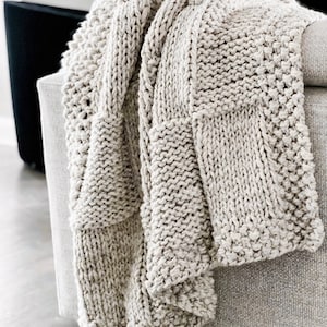 Hand Knit Chunky Basketweave Throw Blanket THE PIAZZA image 1