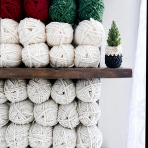 Faux MINI PINE TREE plant with crochet planter sleeve