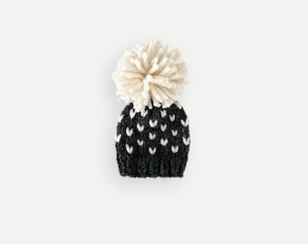 Chunky Knit Fair Isle Hat with Pom | newborn, baby, toddler, child  | THE MODA