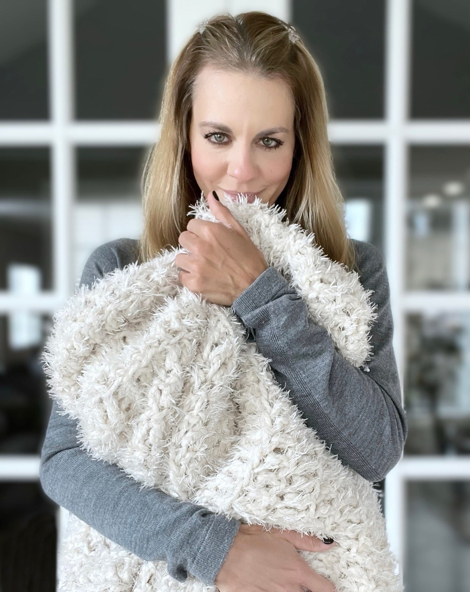 Crochet Faux Fur Blanket Throw Ivory/offwhite THE PELOSA Etsy