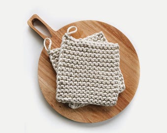 Modern Chunky Knit 100% Cotton Trivet Pot Holder  |