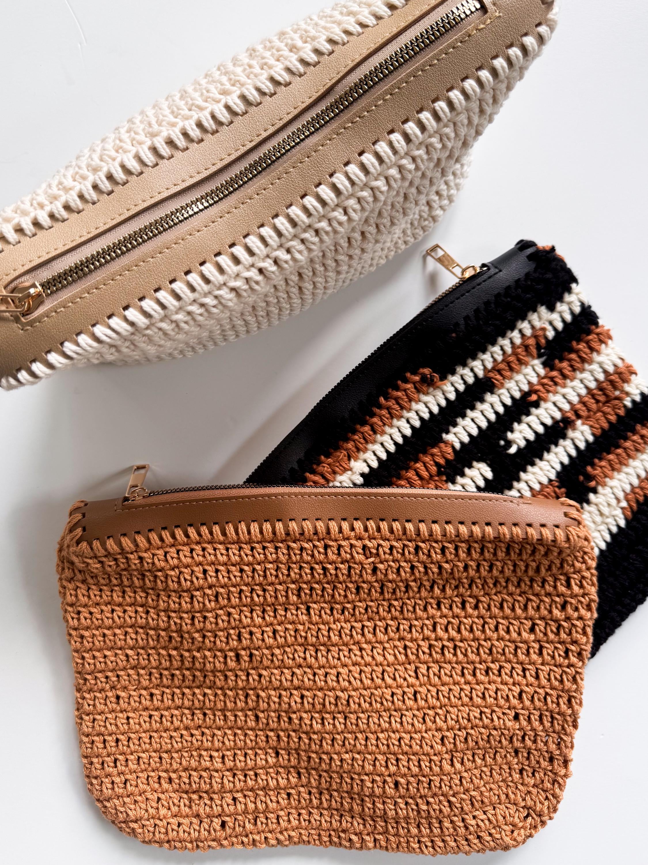 40 Crochet Clutch Bags with Fringe, Wristlets, and Granny Squares 40 Crochet Pattern No-Sew Zippered makeup bag clutch