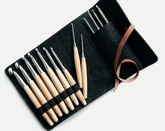 CROCHET HOOKS Complete Set | Ergonomic Wood Handle + aluminum hooks | sizes 3mm - 12mm