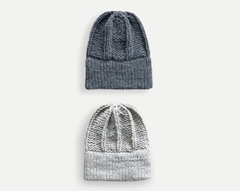 Knitting Pattern | Chunky Knit Ribbed Double Brim Beanie Hat | THE FIRENZE