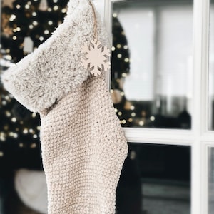 Crochet Pattern |  Velvet + Faux Fur Fillable Christmas Stocking With Gold Ring | THE CALZA STOCKING