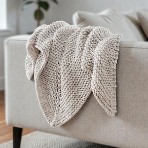 Knitting Pattern | Triangle Eyelet Shawl Wrap Scarf | THE STOLA