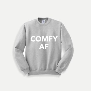 Crewneck Graphic Sweatshirt COMFY AF Grey/White image 1