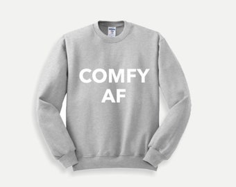 Crewneck Graphic Sweatshirt | COMFY AF | Grey/White