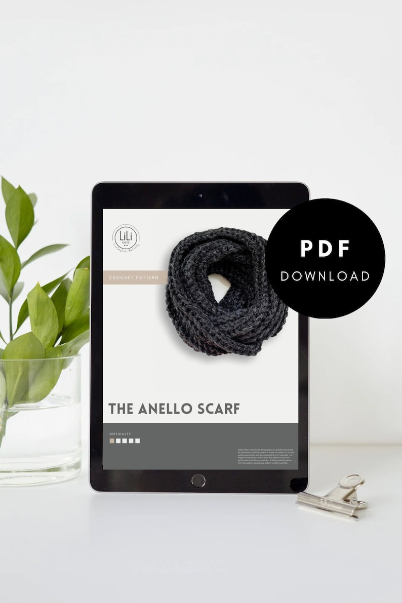 Crochet Pattern | Easy Chunky Ribbed Unisex Infinity Scarf | THE ANELLO ...