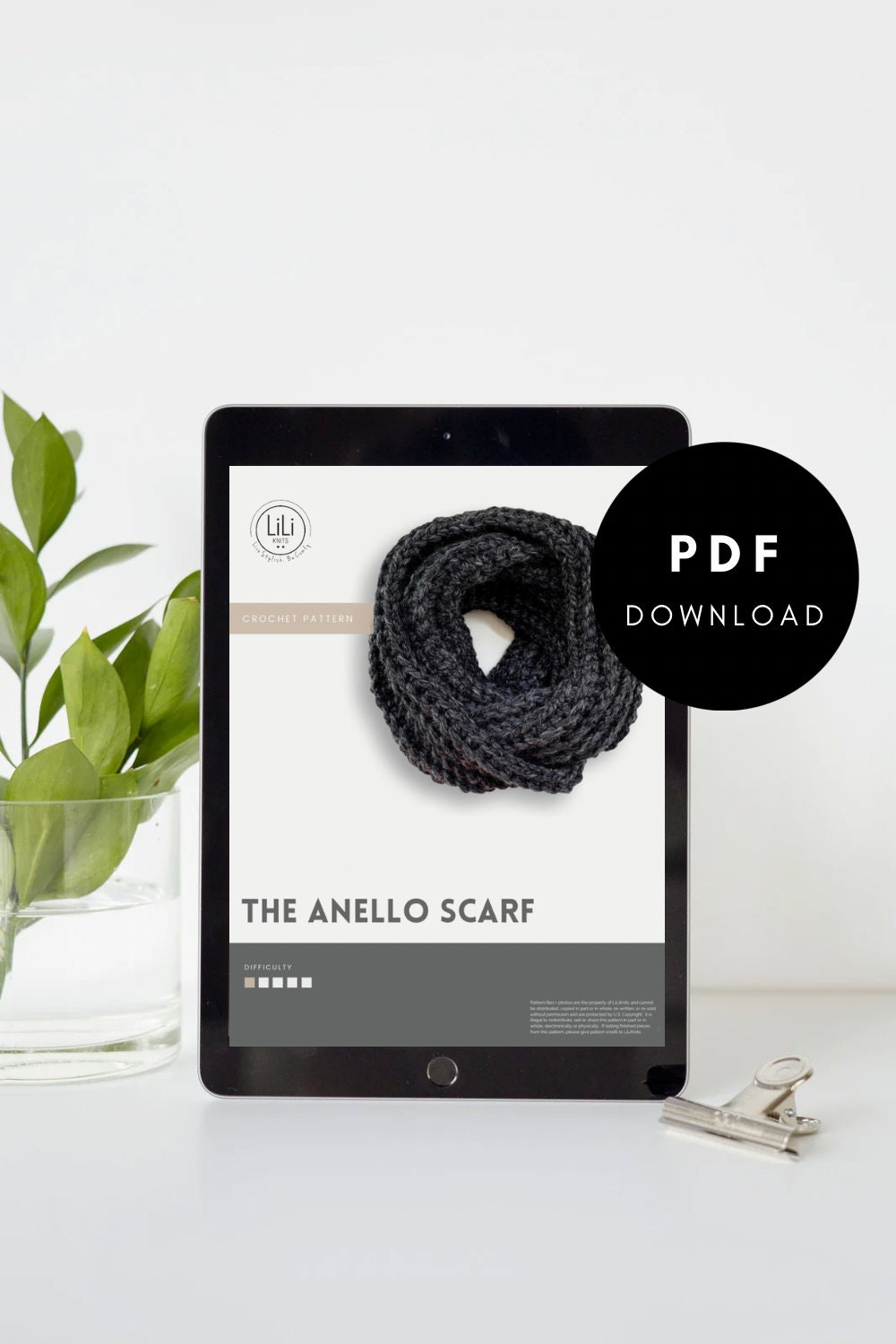 Crochet Pattern | Easy Chunky Ribbed Unisex Infinity Scarf | THE ANELLO ...