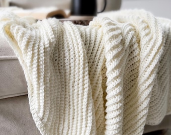 Crochet Pattern | C2C Ribbed Crochet Blanket Throw Afghan | THE SEMPRE