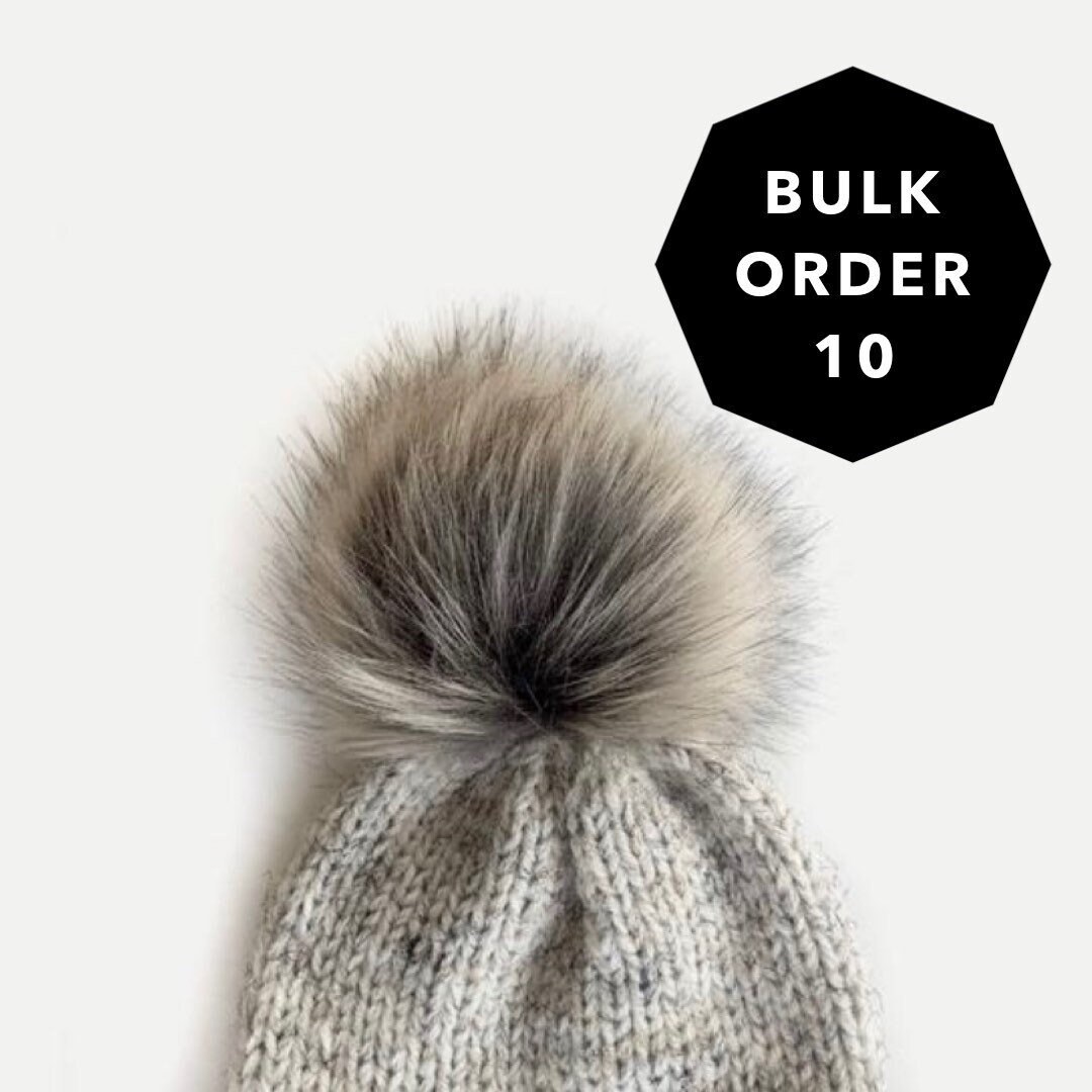 Gray Fox Fur Pom Beanie- Order Wholesale