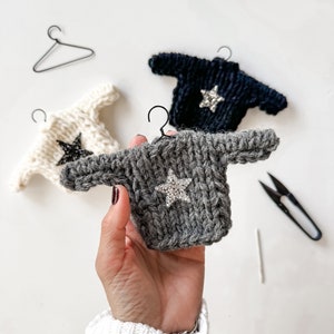 Mini Knit Sweater Ornament with sequin Star SWEATER ORNAMENT image 2