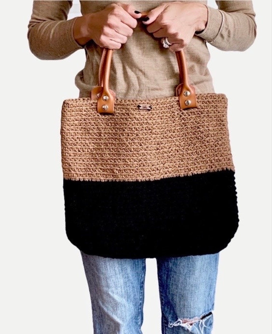 Crochet Pattern | Ribbed Market Beach Bag Purse Tote | THE SPIAGGIA - Etsy